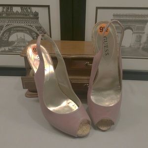 Guess cork and leather peeptoe heels